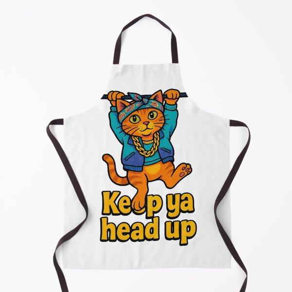 Item preview, Keep Ya Head Up Cat Parody Design | Cartoon Rapper Cat Hanging on Clothesline | Hip Hop Meme Funny Cat Art designed and sold by Donsean22.