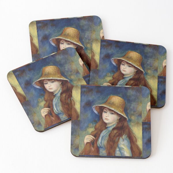 Item preview, Girl With Straw Hat by Pierre-Auguste Renoir: Romantic Impressionist Portrait Poster designed and sold by artofuniverse.