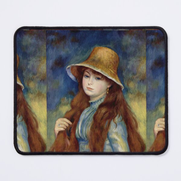 Item preview, Girl With Straw Hat by Pierre-Auguste Renoir: Romantic Impressionist Portrait Poster designed and sold by artofuniverse.