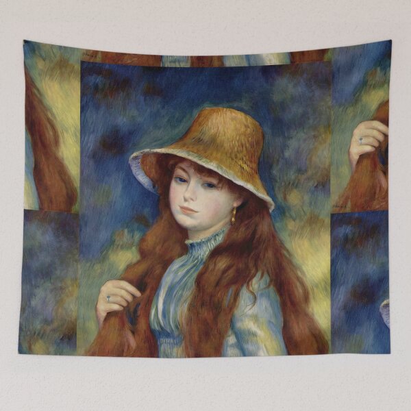 Item preview, Girl With Straw Hat by Pierre-Auguste Renoir: Romantic Impressionist Portrait Poster designed and sold by artofuniverse.
