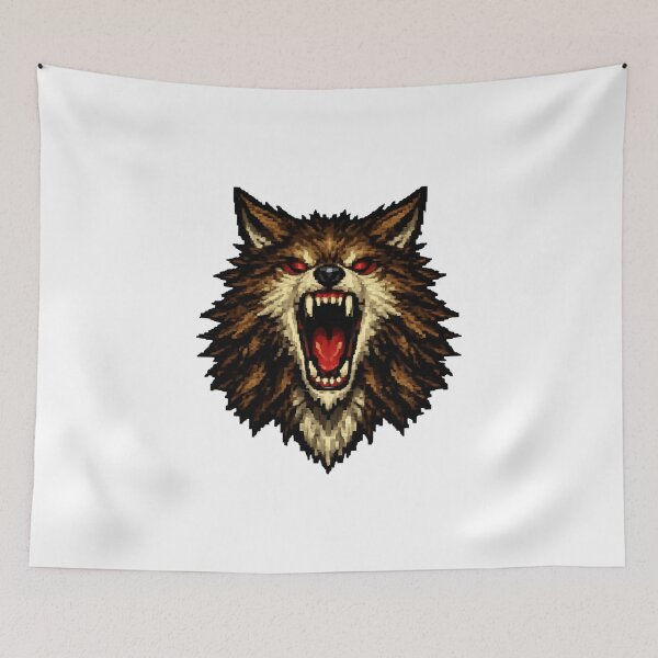 Item preview, Roar of the Demonic Wolf – Fierce Pixelated Wolf Head designed and sold by NextNoob485.
