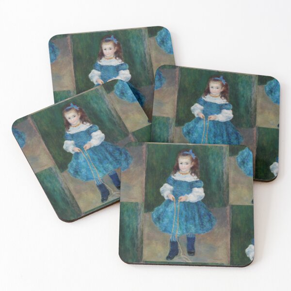 Item preview, Girl With a Jump Rope Portrait of Delphine Legrand by Pierre-Auguste Renoir: Blue Impressionist Poster designed and sold by artofuniverse.