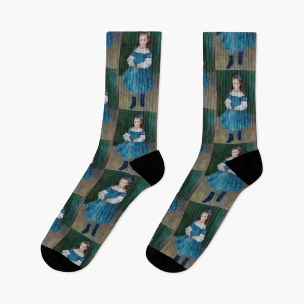 Item preview, Girl With a Jump Rope Portrait of Delphine Legrand by Pierre-Auguste Renoir: Blue Impressionist Poster designed and sold by artofuniverse.