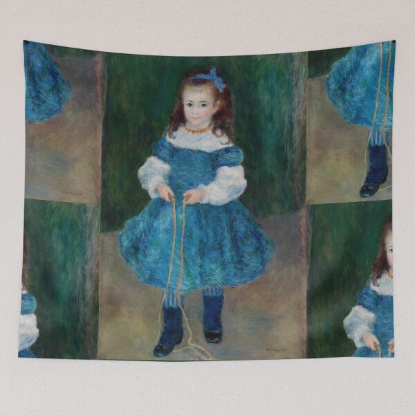 Item preview, Girl With a Jump Rope Portrait of Delphine Legrand by Pierre-Auguste Renoir: Blue Impressionist Poster designed and sold by artofuniverse.
