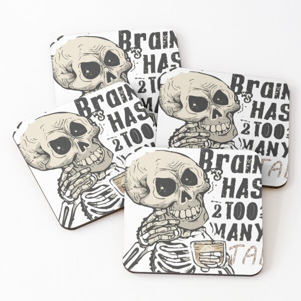 Item preview, Funny Skeleton Overthinking Shirt - Brain Has Too Many Tabs Open -Dark humor Coffee Meme Tee designed and sold by Bad7Wear.