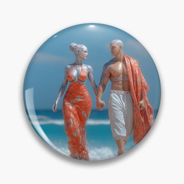Item preview, Intergalactic Love – Futuristic Couple on a Beach designed and sold by AuraloomAtelier.
