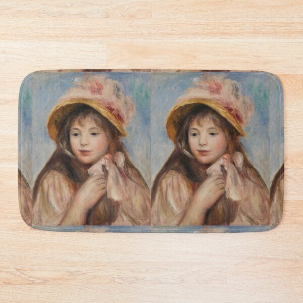 Item preview, Girl With Pink Bonnet by Pierre-Auguste Renoir: Warm Impressionist Portrait designed and sold by artofuniverse.