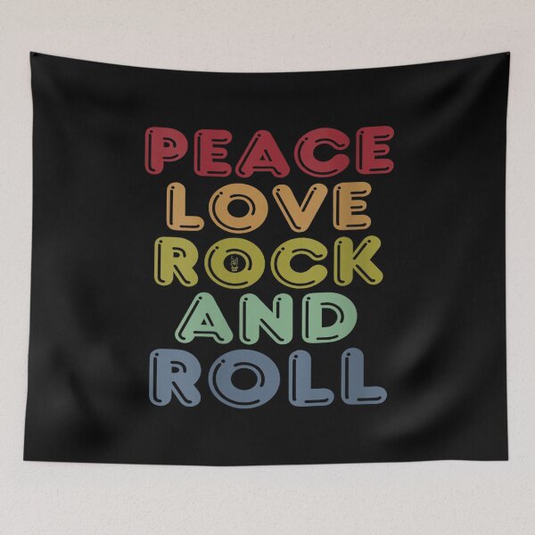 Item preview, Womens Peace Love Rock And Roll Tee distressed rock concert tee designed and sold by NatalieCWilk.