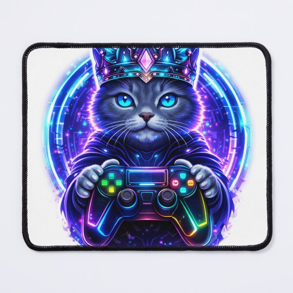 Item preview, Cyber King Gamer Cat Neon Esports Sticker designed and sold by MyDesignNest1.