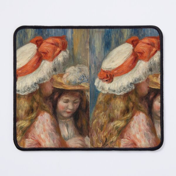 Item preview, Girls With Hats Jeunes Filles Aux Chapeaux by Pierre-Auguste Renoir: Impressionist Fine Art Print designed and sold by artofuniverse.