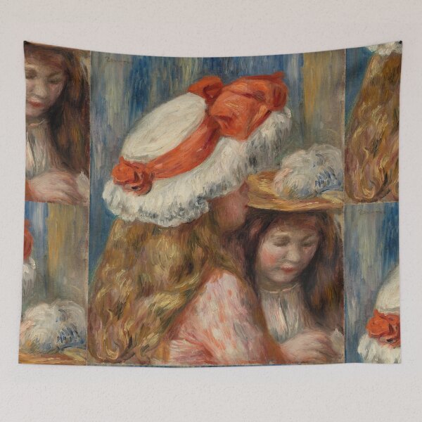 Item preview, Girls With Hats Jeunes Filles Aux Chapeaux by Pierre-Auguste Renoir: Impressionist Fine Art Print designed and sold by artofuniverse.