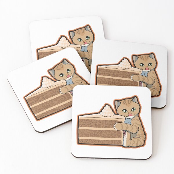 Item preview, Cute Ginger Cat Hugging Slice of Chocolate Cake designed and sold by dmladero.