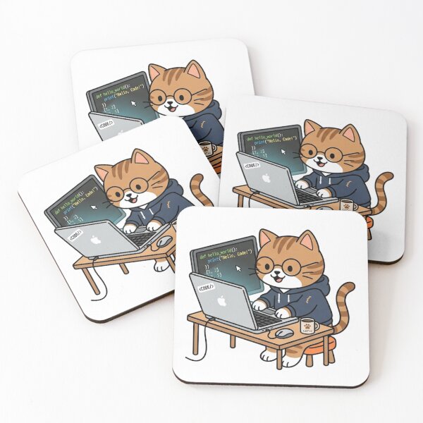 Item preview, Cute Cat Typing on Laptop Programmer Sticker designed and sold by GeekStickerLab.