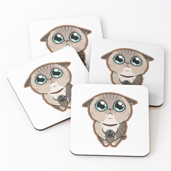 Item preview, Cute Big Eyes Cat Holding Coffee Cup Please designed and sold by dmladero.