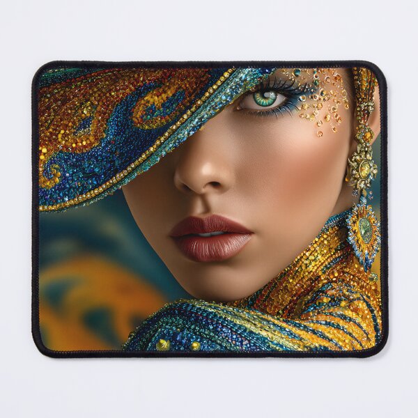Item preview, Vibrant Portrait with Intricate Hat Design and Details designed and sold by Artessie.