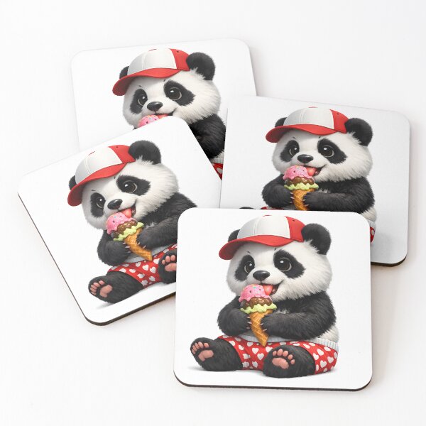 Item preview, Cute Panda Eating Ice Cream Wearing Cap and Boxers – Funny Kawaii Panda Cartoon Illustration designed and sold by MimiSabu.