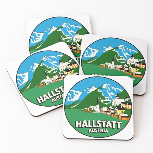 Item preview, Hallstatt Austria Sticker, Alpine Village Lake Mountains Travel Design, Retro Vintage Style designed and sold by pod24.