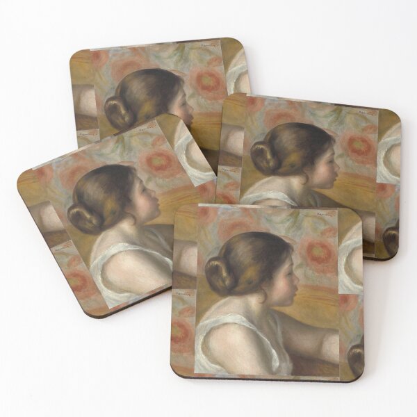 Item preview, Head of a Young Girl by Pierre-Auguste Renoir: Romantic Impressionist Portrait Poster designed and sold by artofuniverse.