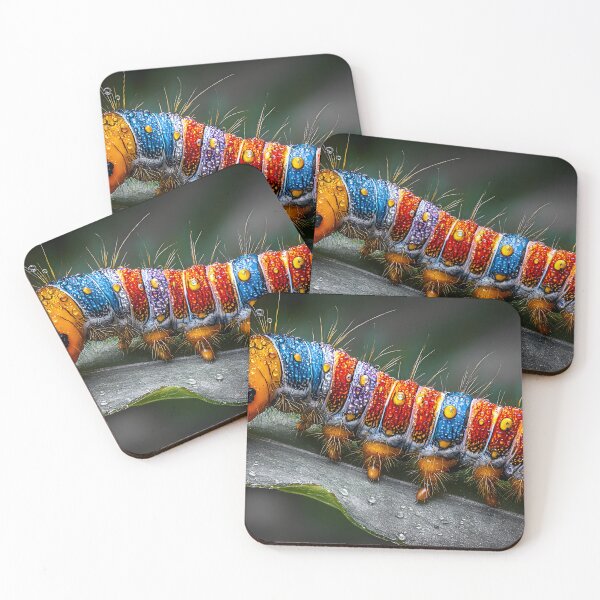 Item preview, Vivid Caterpillar with Dew Drops on Leaf Surface designed and sold by Artessie.