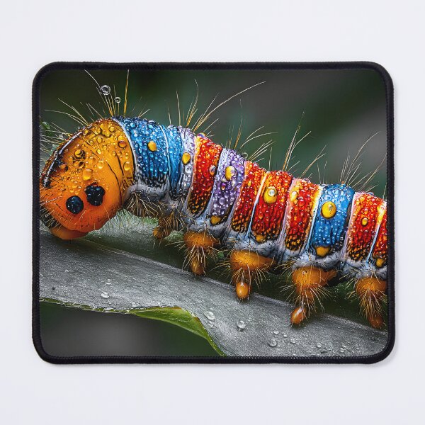 Item preview, Vivid Caterpillar with Dew Drops on Leaf Surface designed and sold by Artessie.