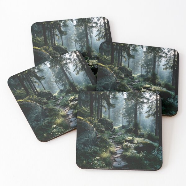 Item preview, Enchanted Sunlit Forest Path with Mossy Rocks and God Rays designed and sold by EK-World.