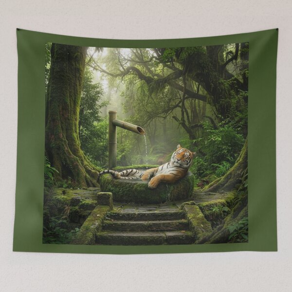 Item preview, Tiger Takes Bath in Shishi Odoshi Fountain designed and sold by Tridentulus.