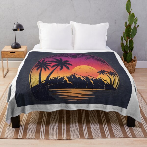 Item preview, Retro Vintage Sunset Palm Trees 80s Aesthetic Nostalgic Summer Beach T-Shirt Design designed and sold by Jayara [Born To Reign].