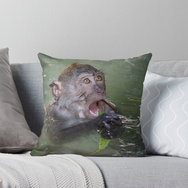 Item preview, Funny Monkey in Water – Playful Wildlife Moment designed and sold by WildFrameNature.