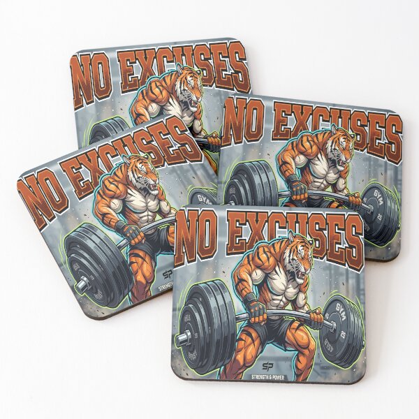 Item preview, No Excuses Gym Tiger Strong Fitness Motivation Workout Bodybuilding Design designed and sold by Jayara [Born To Reign].