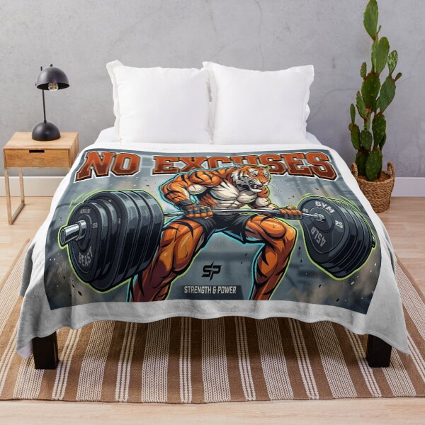 Item preview, No Excuses Gym Tiger Strong Fitness Motivation Workout Bodybuilding Design designed and sold by Jayara [Born To Reign].