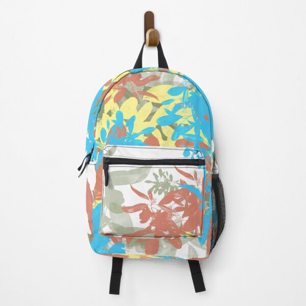 Artikelvorschau, Farbenfreude und Glück in abstrakten Blumen Blättern Natur Design in gelb, blau türkis, weiß, grün, rot rost und grün entworfen und verkauft von Susanna Schorr.