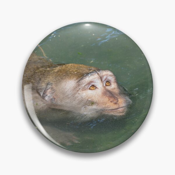 Item preview, Relaxed Monkey Floating in Water – Calm Jungle Moment designed and sold by WildFrameNature.