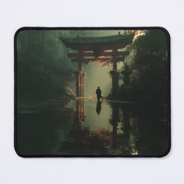 Item preview, Mysterious Red Torii Gate in Misty Jungle Path with Lone Wanderer designed and sold by EK-World.
