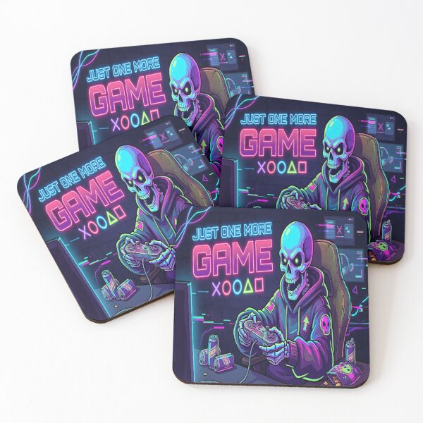 Item preview, Funny Gamer Skeleton Just One More Game Gaming Humor Neon Gamer Design designed and sold by Jayara [Born To Reign].
