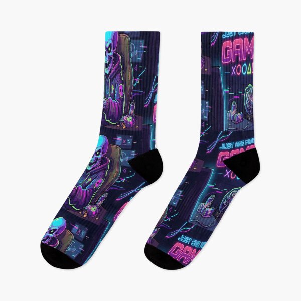 Item preview, Funny Gamer Skeleton Just One More Game Gaming Humor Neon Gamer Design designed and sold by Jayara [Born To Reign].