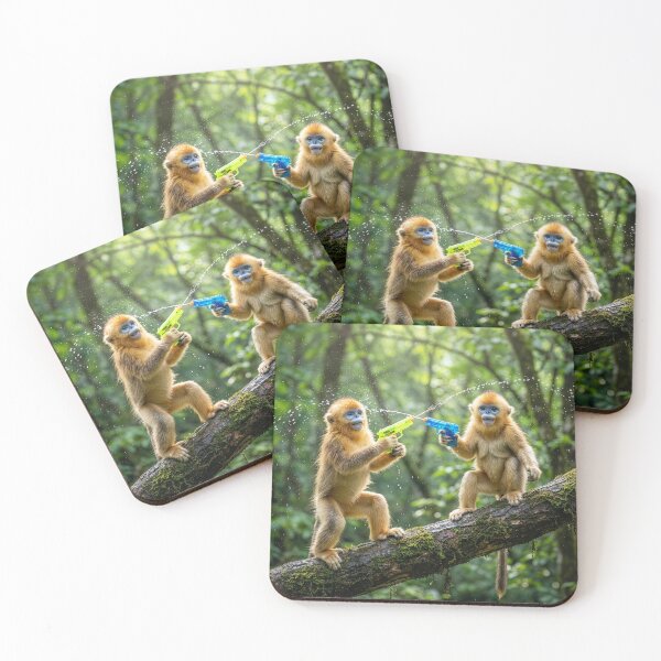 Item preview, Two Young Golden Monkeys Have Water Fight designed and sold by Tridentulus.