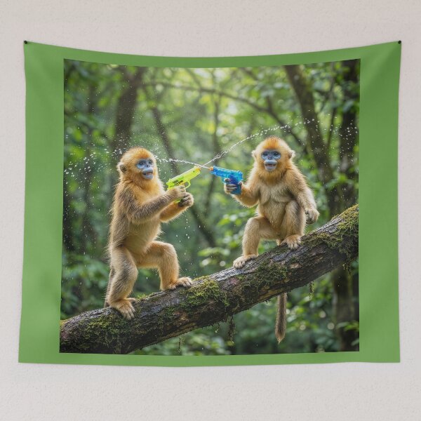 Item preview, Two Young Golden Monkeys Have Water Fight designed and sold by Tridentulus.