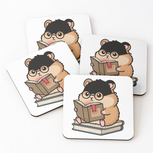 Item preview, Studious Hamster Reading Book with Glasses designed and sold by amamspk.