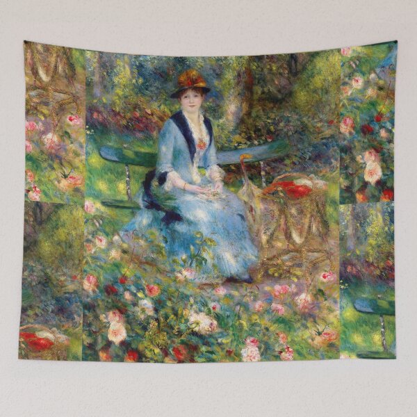 Item preview, In the Roses by Pierre-Auguste Renoir: Romantic Impressionist Garden Poster designed and sold by artofuniverse.