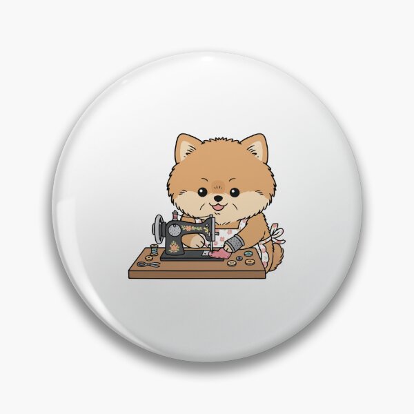 Item preview, Cute Pomeranian Dog Using Sewing Machine designed and sold by amamspk.