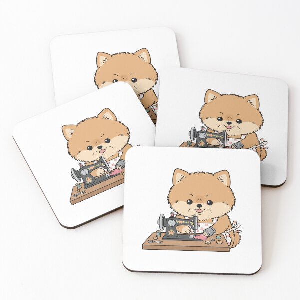 Item preview, Cute Pomeranian Dog Using Sewing Machine designed and sold by amamspk.