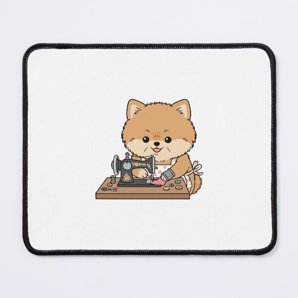 Item preview, Cute Pomeranian Dog Using Sewing Machine designed and sold by amamspk.