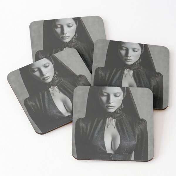 Item preview, Mysterious Hooded Gothic Woman in Corset - Dramatic Black & White Portrait designed and sold by EK-World.