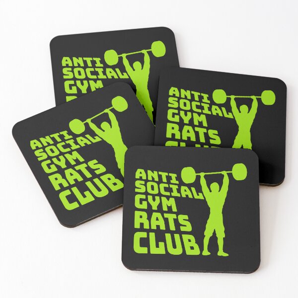Item preview, Anti Social Gym Rats Club Funny Workout Quote Logo designed and sold by shirt-o-mat.