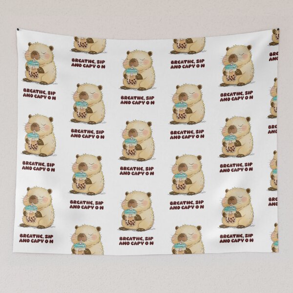 Item preview, Breathe Sip and Capy On T-Shirt | Cute Capybara Boba Tea Shirt | Funny Capybara Pun Tee | Chill Animal Shirt | Kawaii Capybara Design designed and sold by SimoesArtistry.