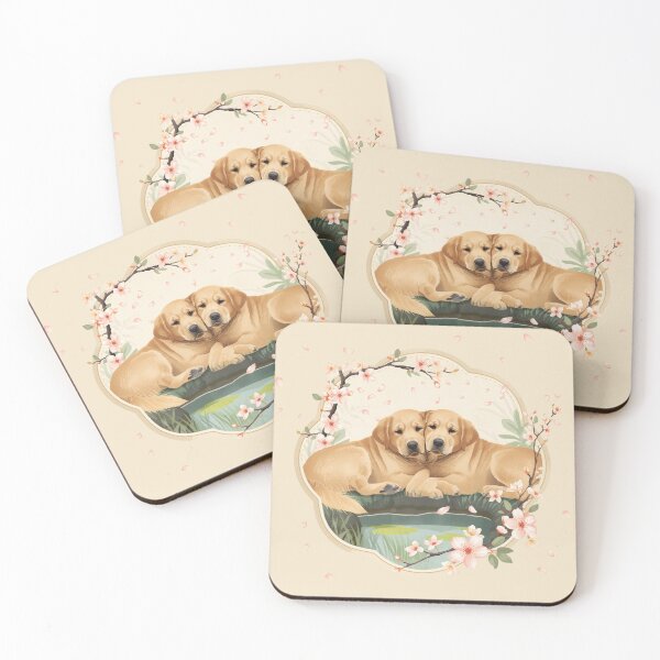 Item preview, Two Dogs Sakura Garden Scene – Peaceful Japanese Spring Dog Aesthetic designed and sold by Willow & Ink.