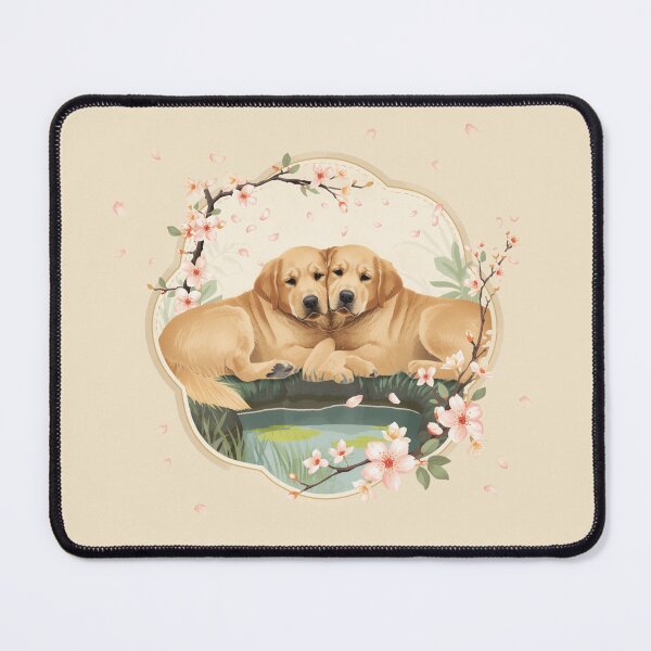 Item preview, Two Dogs Sakura Garden Scene – Peaceful Japanese Spring Dog Aesthetic designed and sold by Willow & Ink.