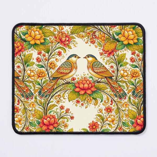 Item preview, Ornate Floral Bird Seamless Pattern | Folk-Inspired Botanical Repeat Design designed and sold by simpleyetcanva.