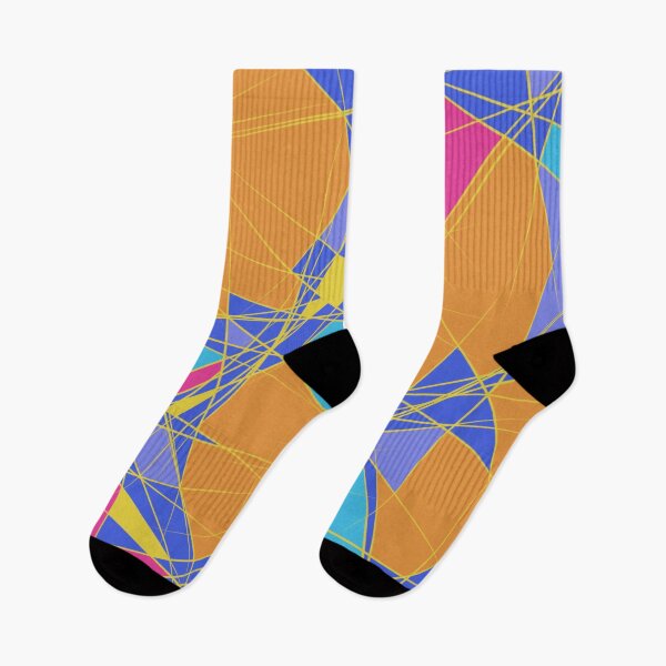 Item preview, Geometric Abstract Art – Colorful polygons with gold and yellow lines on blue | Modern abstract colorful geometric design designed and sold by Susanna Schorr.
