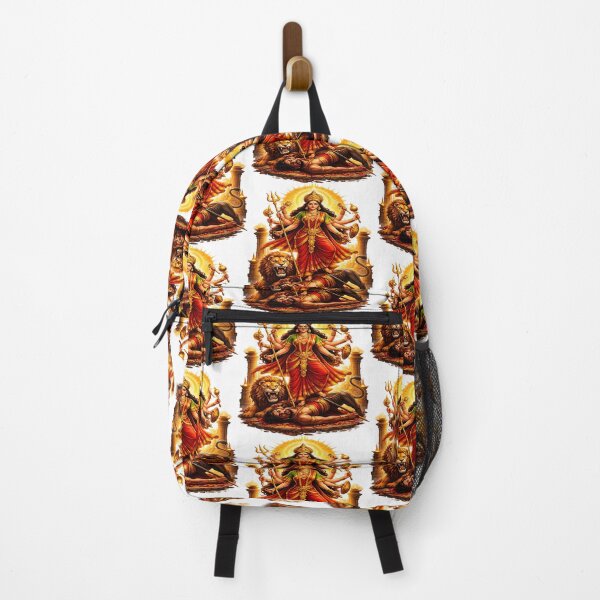 Item preview, Goddess Durga Mahishasura Mardini Victory Art – Powerful Hindu Goddess Warrior Illustration in Red and Gold Spiritual Mythology Style designed and sold by Jayara [Born To Reign].